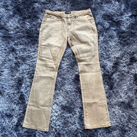 Fashion Nova Denim - Fashion Nova Tan Straight Leg Jeans Size XL NWT Panel Detail Y2K